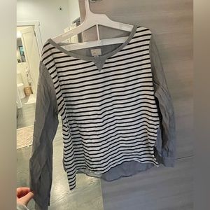 Vintage Anthropologie striped top with linen sleeves